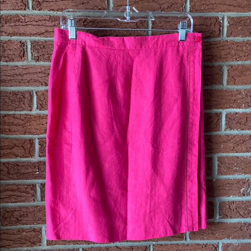 Talbots Pink Irish Linen Wrap A-Line Skirt Size 14
Fully Lined
